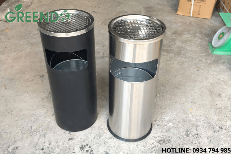 Thùng rác inox có gạt tàn
