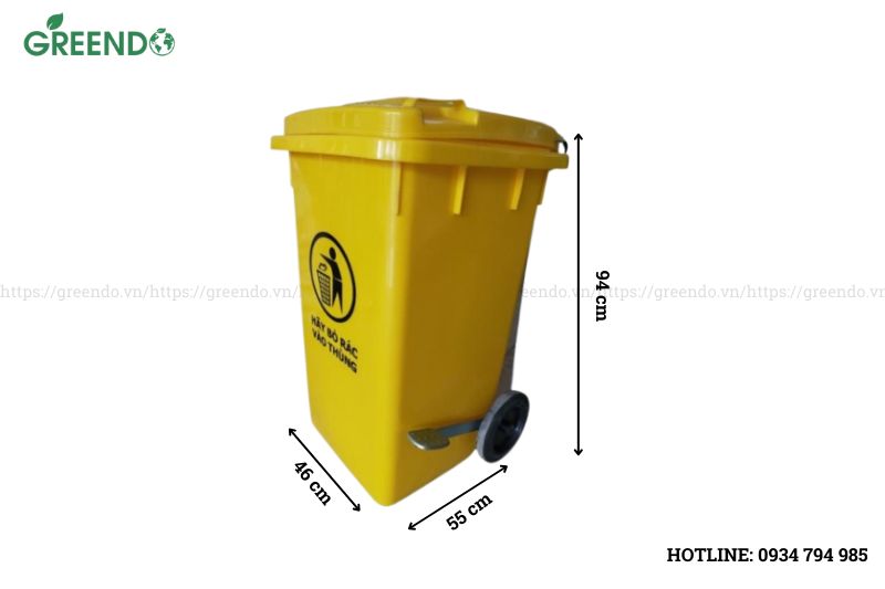 thùng rác 120 lít đạp chân