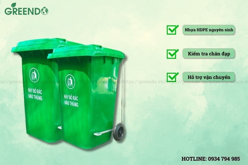 thùng rác 240 lít đạp chân