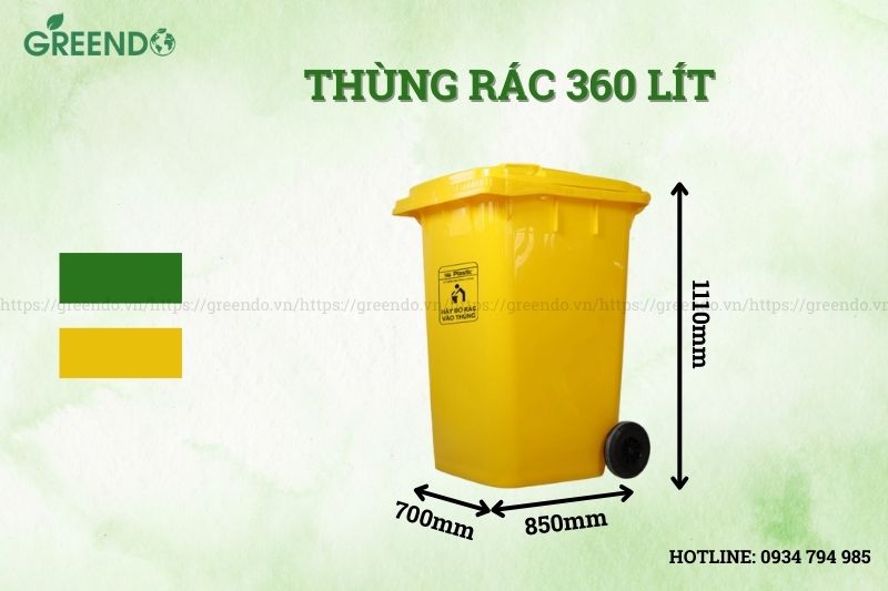 thùng rác nhựa 360 lít
