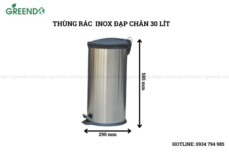 thùng rác inox đạp chân 30 lít