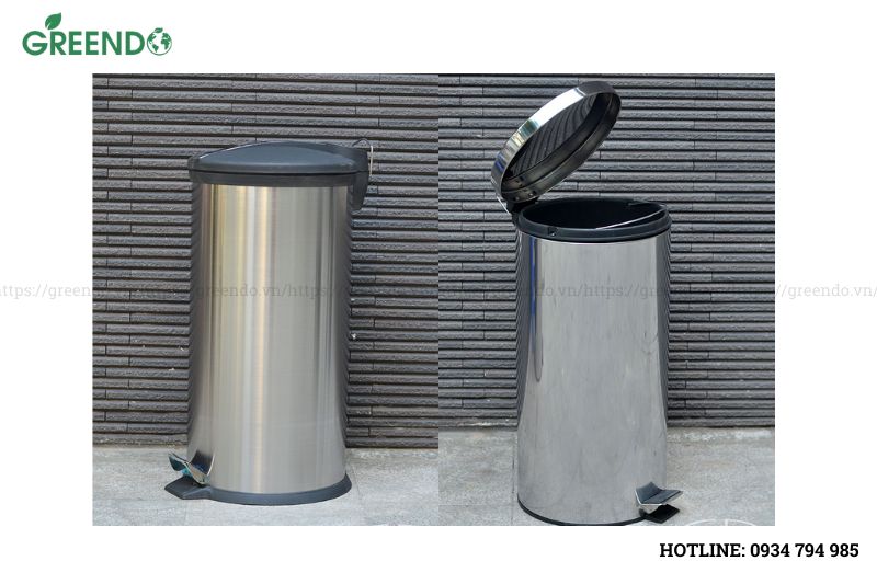 thùng rác đạp chân inox 30l