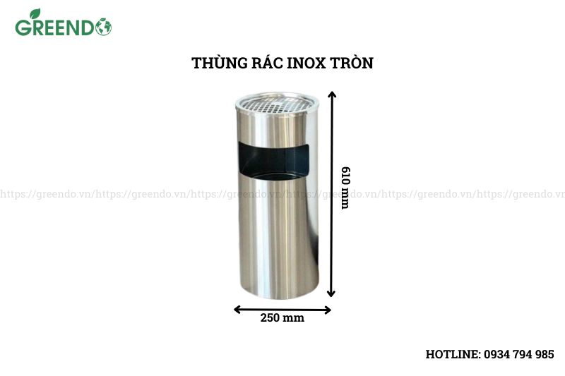 thùng rác inox gạt tàn tròn