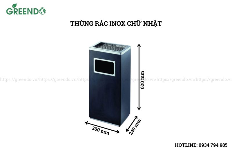 thùng rác inox gạt tàn thuốc