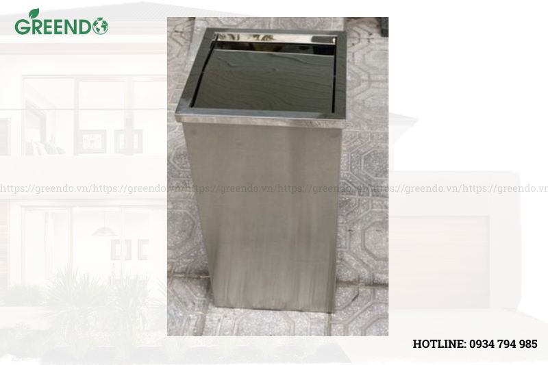 thùng rác inox nắp lật