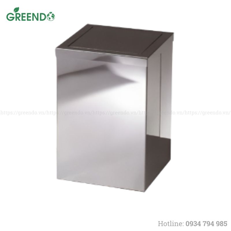 thùng rác inox nắp lật hình vuôn