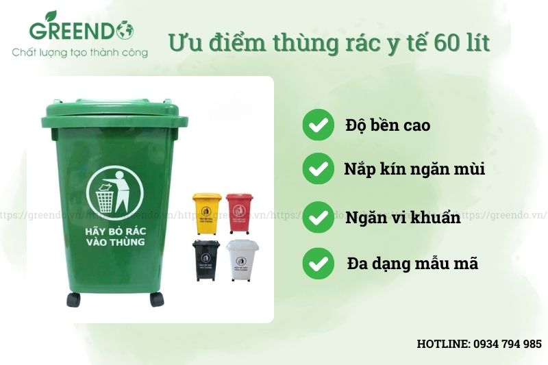 thùng rác y tế 60 lít