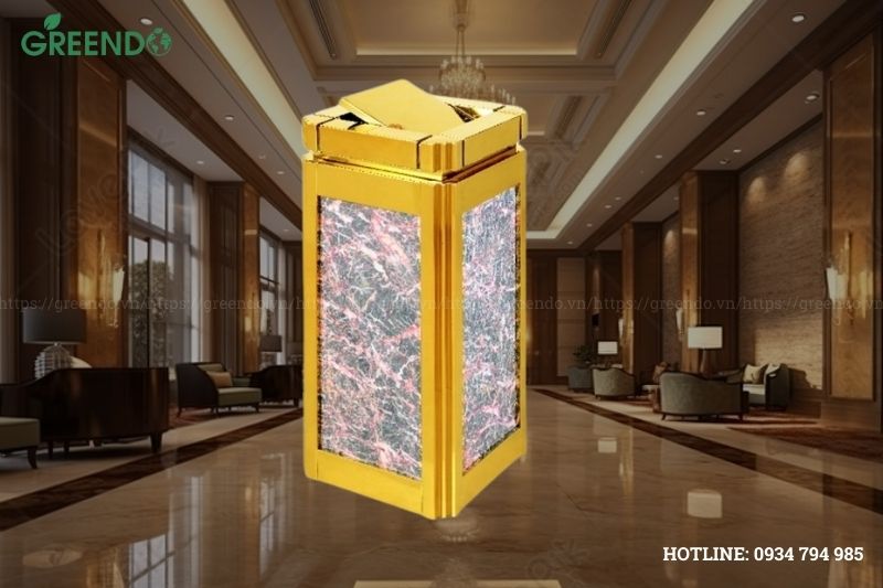 Thùng đựng rác đá hoa cương nắp lật