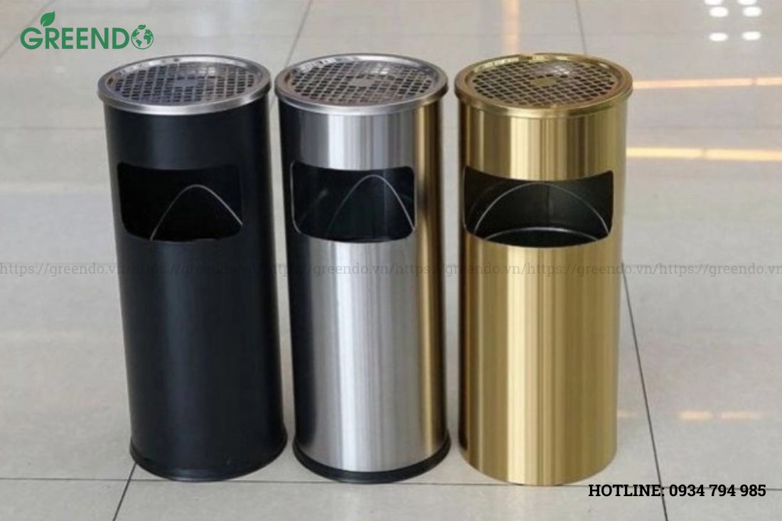 Thùng rác tròn inox