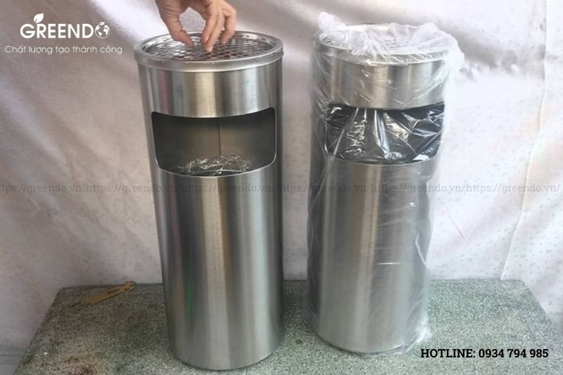 Thùng rác tròn inox
