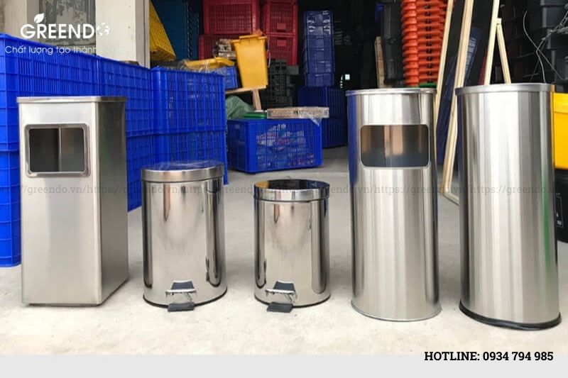 Thùng rác tròn inox
