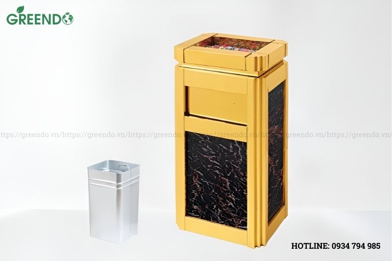 Thùng đựng rác đá hoa cương A16