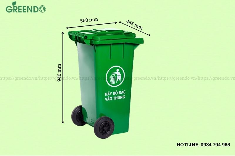 kích thước thùng rác