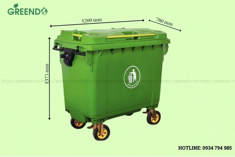 kích thước thùng rác nhựa​