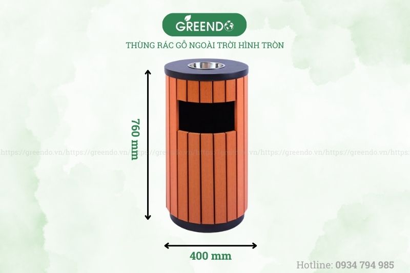 thùng rác gỗ tròn ngoài trời