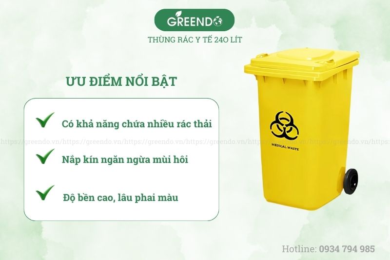 Hình thùng đựng rác y tế 240L màu vàng