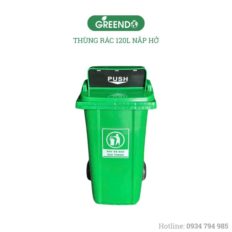 Thùng rác 120 lít nắp hở