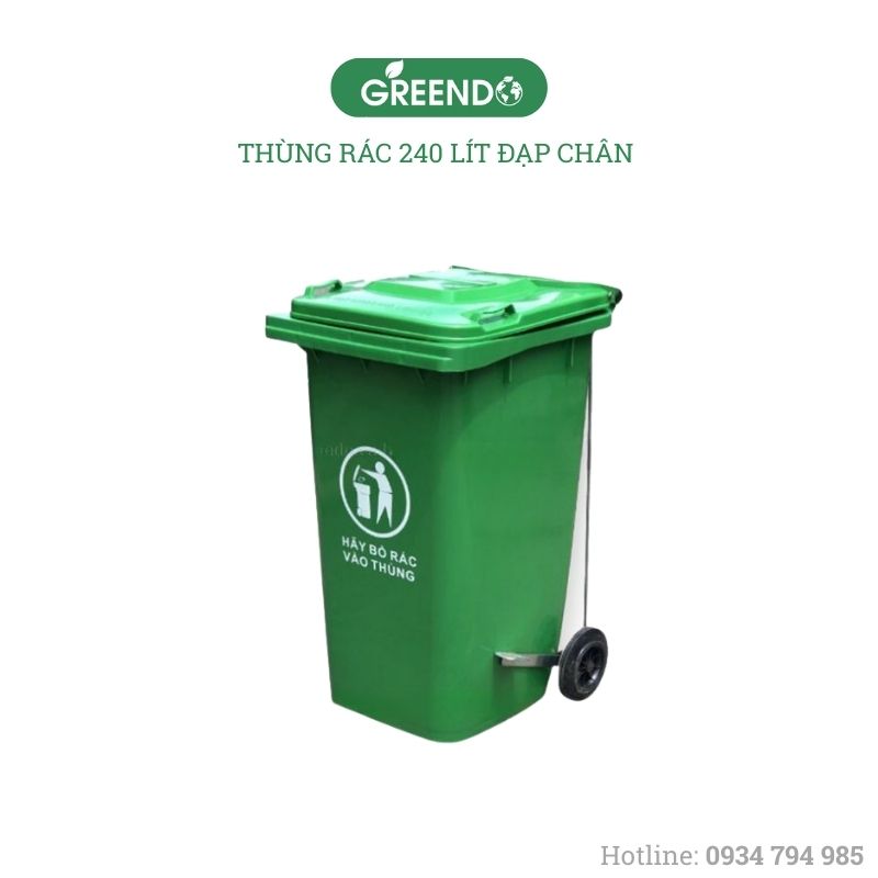 Thùng rác 240 lít đạp chân