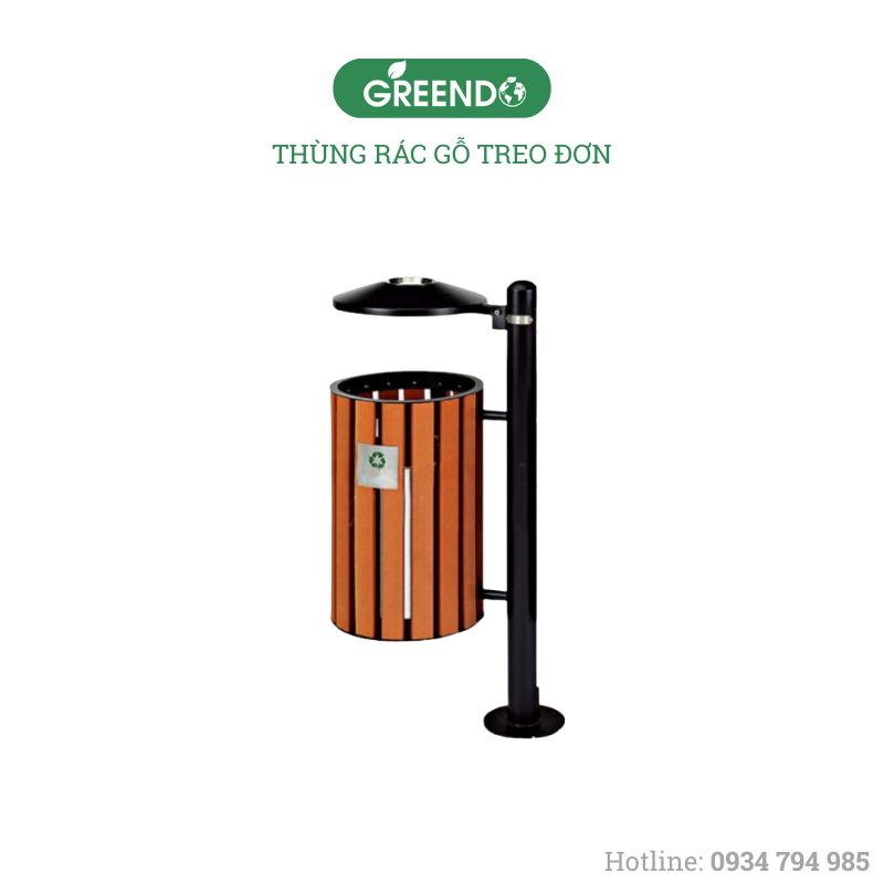 Thùng rác gỗ treo đơn
