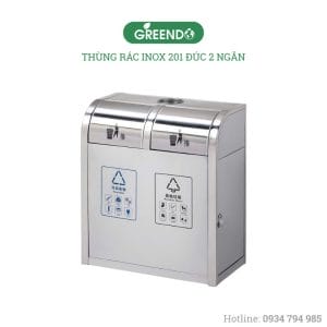 Thùng rác inox 201 đúc 2 ngăn