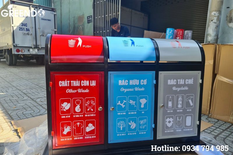 thùng rác inox phân loại bền