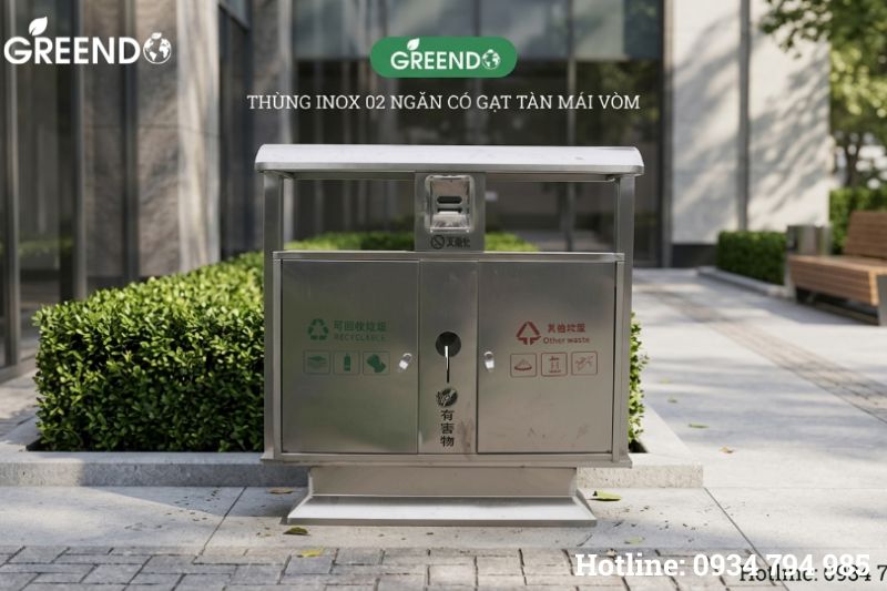 Thùng rác inox ngoài trời bền