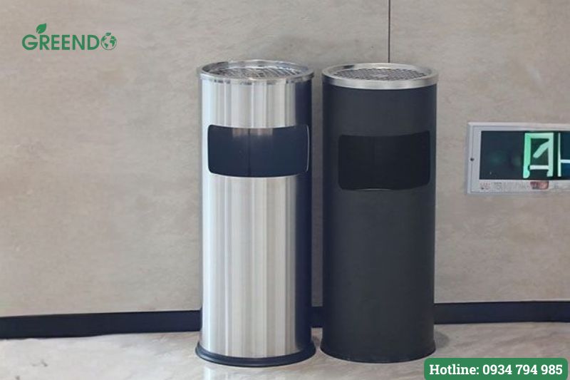 Thùng rác inox tròn gạt tàn thuốc