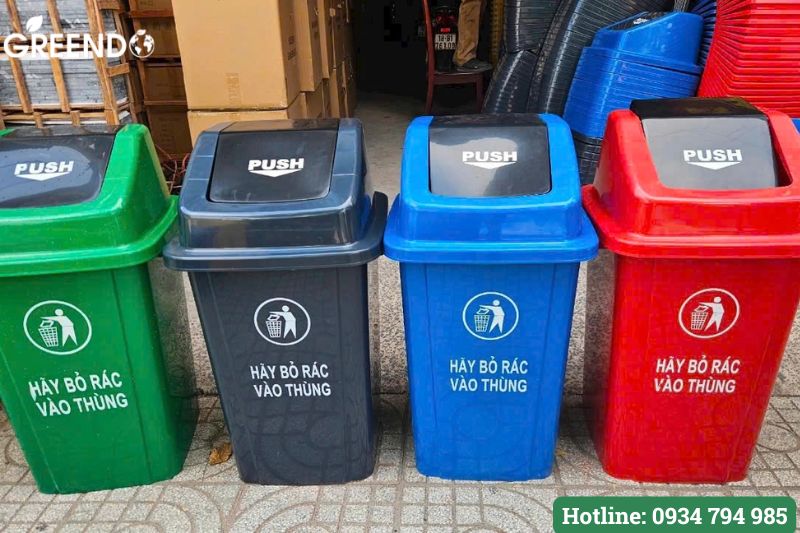 Thùng rác nhựa 60l nắp lật