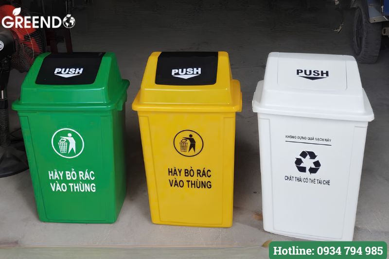 Thùng rác nhựa 60l nắp lật