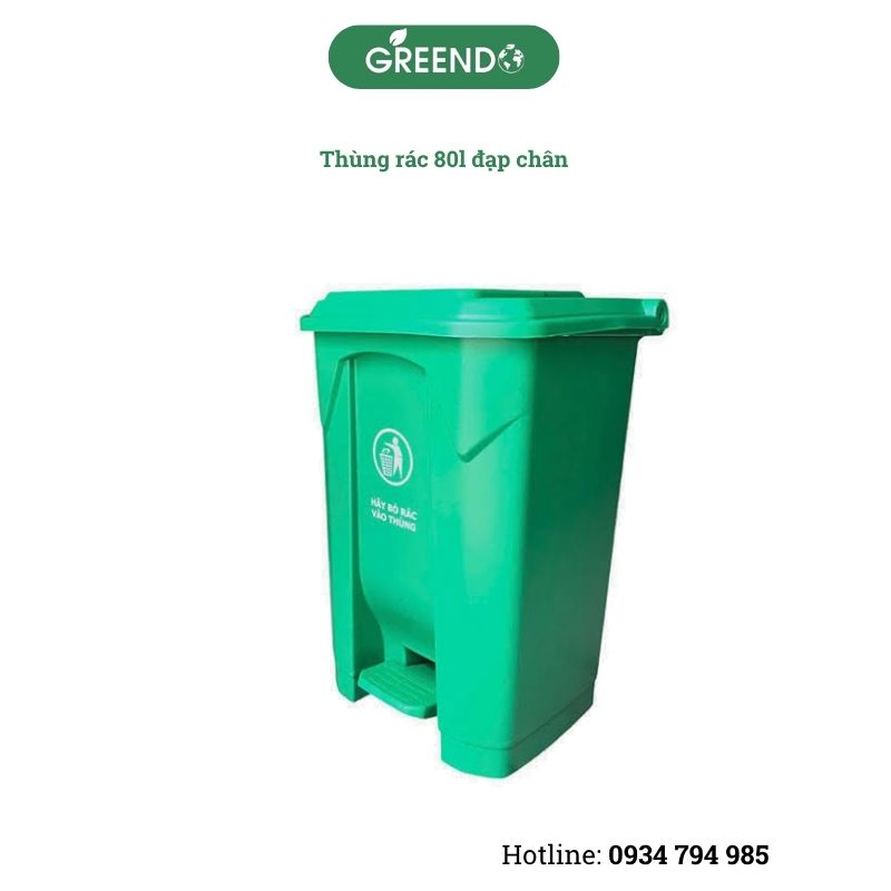 Thùng rác nhựa 80 lít đạp chân