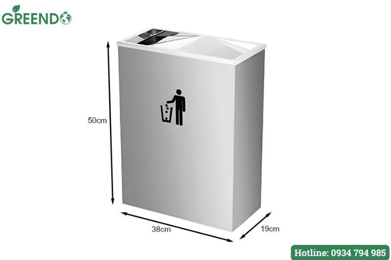 Thùng rác inox hình chữ nhật nắp lật