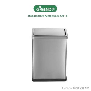Thùng rác inox vuông nắp lật a36-f